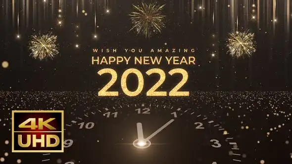 AE视频模板2022年新年庆祝元旦活动倒计时金色