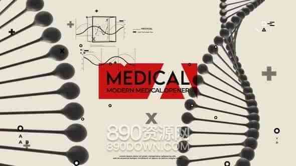 AE模板片头DNA双螺旋结构3D动画现代医疗医药医学科技视频