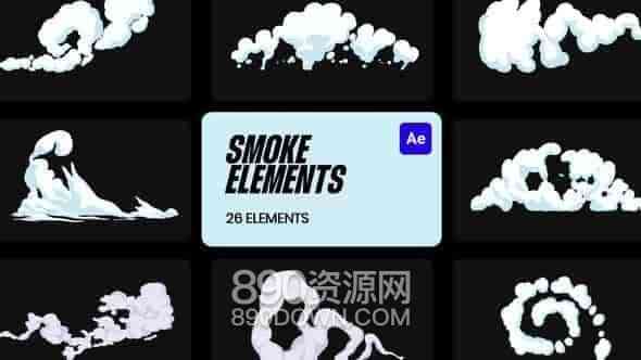 AE模板VFX卡通动态烟雾效果制作体育项目社交媒体视频合成特效