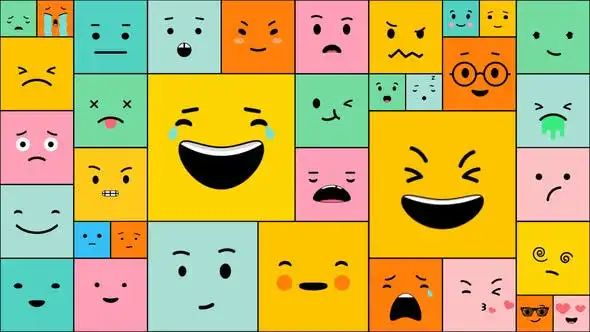 pr基本图形模板有趣的可爱卡通emoji表情动画装饰元素