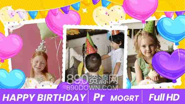 PR模板儿童生日庆祝祝福小孩子庆生相册视频制作