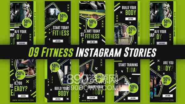 AE模板运动健身活动器材产品宣传介绍vlog锻炼俱乐部club促销手机竖版Fitness Instagram Stories