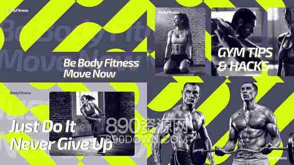 AE模板运动健身类企业宣传视频片头介绍健身房相册幻灯片