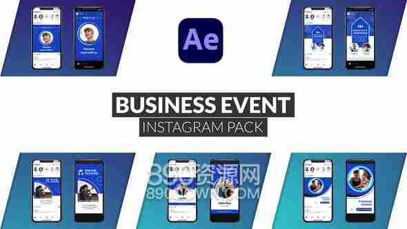 AE模板手机竖版人物资料企业员工介绍商务风社交媒体短视频制作Business Event Instagram Pack for After Effects