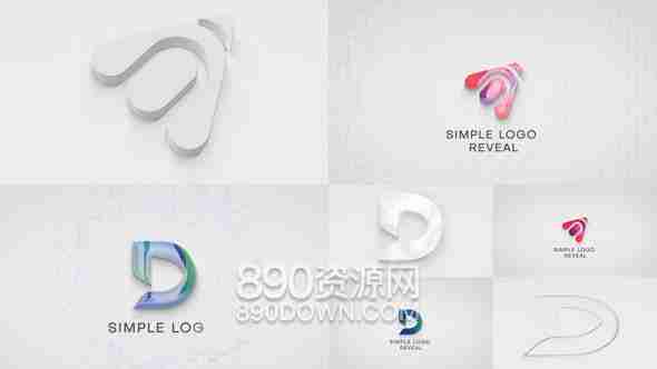AE模板简洁干净优雅的科技玻璃质感企业品牌logo标志描边扫光效果Simple Logo Reveal V2
