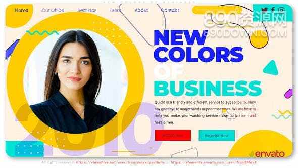 AE模板创意设计团队视频相册片头介绍设计师工作室人物幻灯片网站展示New Colors Of Business