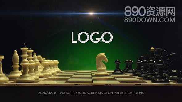 AE模板国际象棋片头logo对弈比赛活动视频宣传