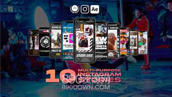 AE模板10套手机竖版个性产品介绍动感相册视频幻灯片制作