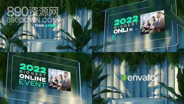 AE模板优雅的半透明毛玻璃质感的视频片头介绍企业宣传绿色园艺植物园林