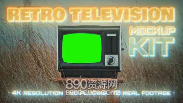 AE模板10个80年代复古怀旧场景老电视样机旧电视机绿幕模型视频素材