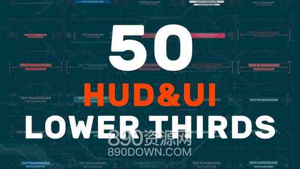 AE模板50个HUD科技科幻风格文字标题文本动画技术信息类FUI界面元素