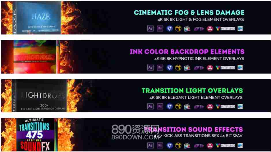 CINEPUCH V20AE+PR版豪华视频效果套件调色LUT音效视频素材转场过渡FX特效素材包