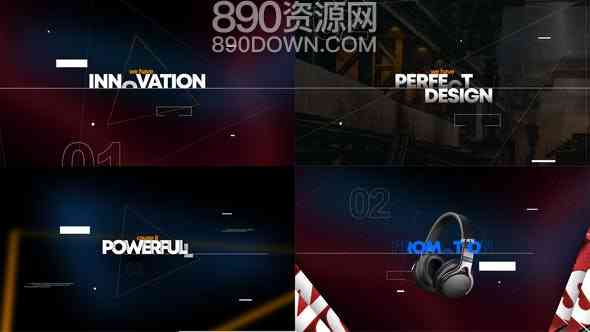 AE模板4k酷炫三维文字标题隧道视频相册幻灯片片头企业产品预告片